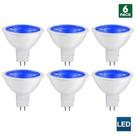 6 Pack Sunlite MR16 Blue LED Bulbs, 12 Volt, 3 Watt, 90 Lumens, GU5.3 Base, 30,000 Hour Long Life, 25W Equivalent, Energy Saving, Cool Touch