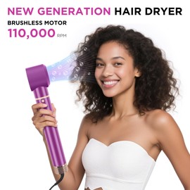 5 in 1 Blow Dryer Brush IG INGLAM MegaAir Hair Styler Brushless Hair Dryer Brush Left/Right Air Auto-Wrap Curler Hot Air Brush Negative Ions No Heat Damage Frizz-Free Drying Curling Straightening,Red