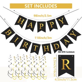 Happy Birthday Banner Bunting Decorations with Hanging Swirl for Birthday Party Supplies for Men Women Boys Girls