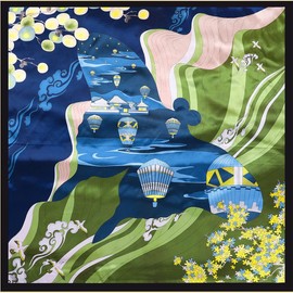 FAIRYGATE Silk Scarf Women's Silk Feel Scarf Headscarves Neckerchief Women Elegant Business Silk Scarf Handkerchief Root Wrist Packaging, 28007, 35.4x35.4 Inch