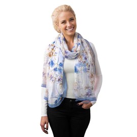 Acotavie Scarfs for Women Lightweight Scarves Fashion Print Floral Pattern Sheer Scarf Shawl Wraps (blue)