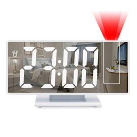 MiOYOOW Alarm Clock, Bedroom Alarms, 3-Level Brightness, Small Digital Clock with 180° Rotating Projector for Home