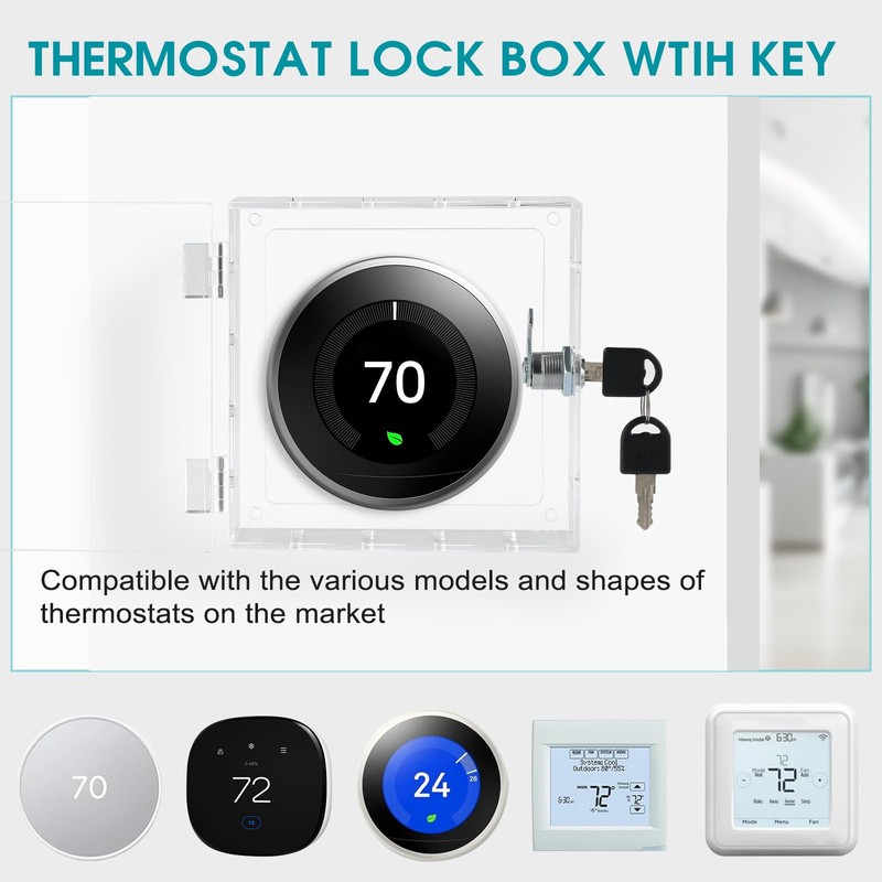 SUTINE Thermostat Lock Box with Key, Universal Thermostat Cover with