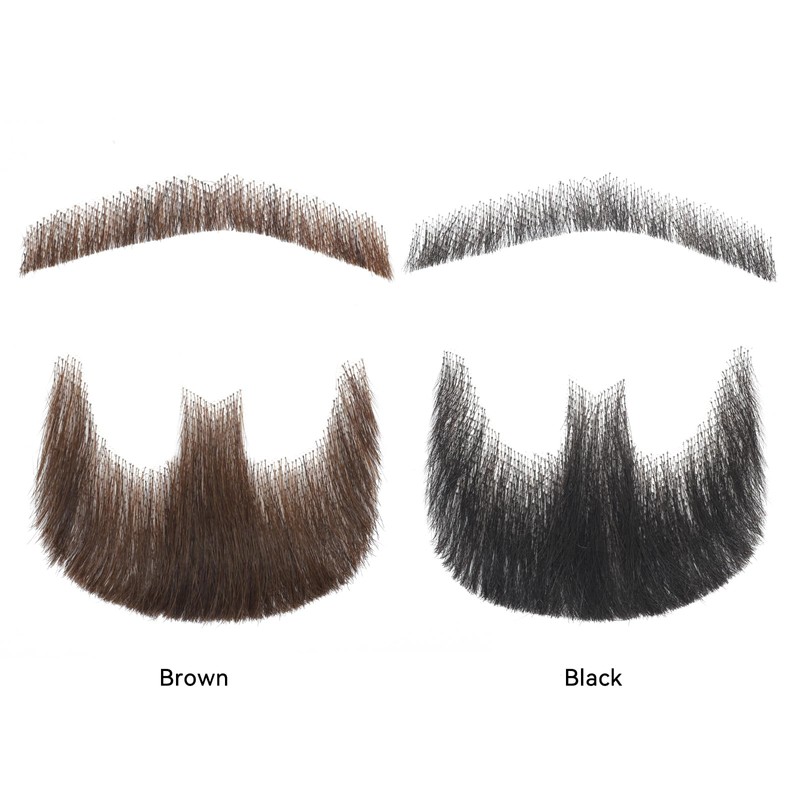 Prejoye Realistic Mustache Human Hair, Handmade Fake Beards with Invisible