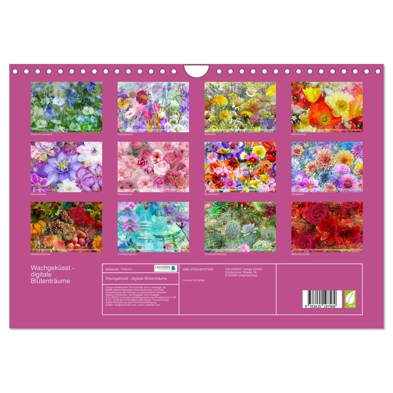 Wachgeküsst - digitale Blütenträume (Wandkalender 2025 DIN A4 quer), CALVENDO