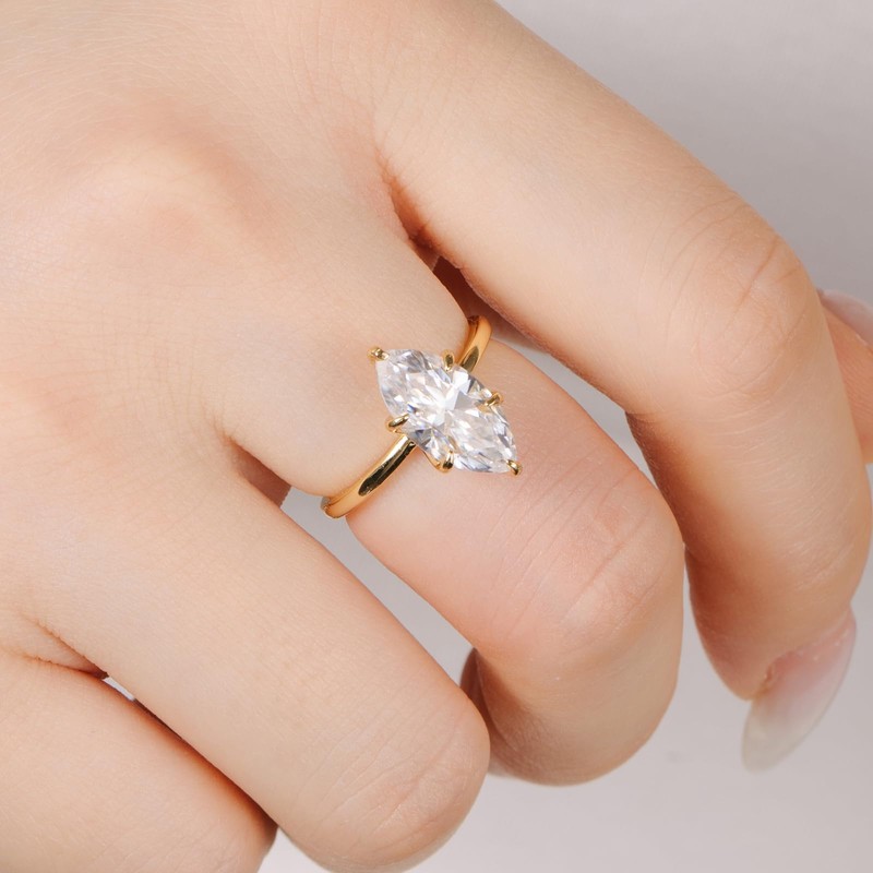LOIPURI 4CT Marquise Moissanite Engagement Ring for Women
