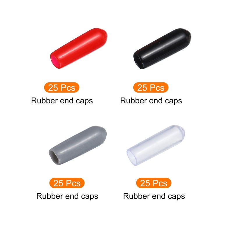 Rebower 100 Pack Screw Thread Protector Cover Rubber End Caps,