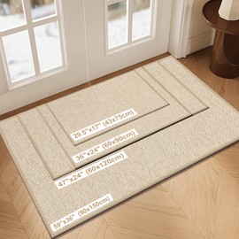 LEKEEPGO Door Mat 24"x36", Door Mat Indoor Entrance, Non Slip Rubber Backing Front Door Mat Washable Absorbent Inside Door Mat Low-Profile Doormat Entryway Mat Resist Dirt Indoor Door Mat, Khaki