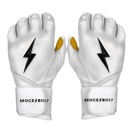 BRUCE BOLT Original Series Long Cuff White Batting Glove - White Youth Small