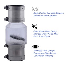 ProCheck Quiet Sump Pump Check Valve With Stainless Steel Vibration Resistant Couplings, 1-1/2“