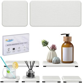 6PCS Stone Drying Tray for Bathroom Counter, Fast Drying Diatomite Stone Sink Tray, Water Absorbing Stone Tray for Sink, Water Absorbent Coasters, Diatomite Soap Dish, Kitchen Stone Soap Tray