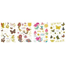 Mermaid Tattoos Butterfly Tattoos Temporary Tattoos Fake Tattoos Gold Tattoos 4 Sheets Set VJ4
