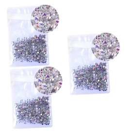 Housoutil 3sets Mixed Flat Back Rhinestones 2.8mm Crystal Round for Nail Art Decor Multicolored Nail Gems and Charms 1440pcs*3