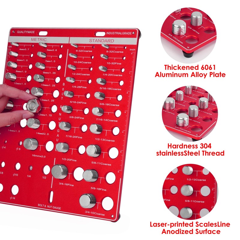 EVERKEEN Thread Nut Bolt Checker, metric Size Gauge, 42 Bolt