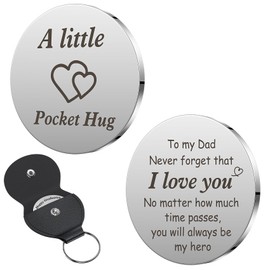 Father Day Gifts For Dad Gifts From Daughter Son Dad Birthday Gift Pocket Hug Token With Leather Keepsake Father's Day Gift Keychain For Father In Law Stepdad Step Dads Daddy Retirement Christmas