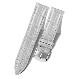 BINLUN Leather Watch Band Genuine Calfskin Replacement Watch Strap Quick Release Crocodile Pattern 10 Colors 13 Sizes for Men Women（Grey,24MM）