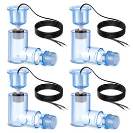 Feekoon 4 Pack SS2 Float Switch L Shape, AC Float Switch with 3/4 Inch Adaptor and 6Ft Wire, Water Float Switch for HVAC System with Condensate Overflow Detection
