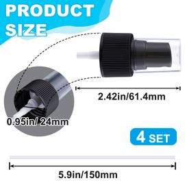 Alpinleux 4 Pcs Spray Bottle Top, Nozzle Sprayer Tops Replacement, Plastic Fine Mist Sprayer Pump for Essential Oil, Cleaning Solutions (24/410 Cap Size, Black)