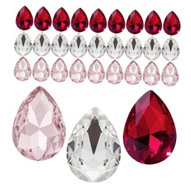 VILLFUL 150pcs Glass Teardrop Charms for Jewelry Making Shiny Rhinestone Nail Art Decorations Pink White Red Elegant Manicure Supplies for DIY Craft Projects