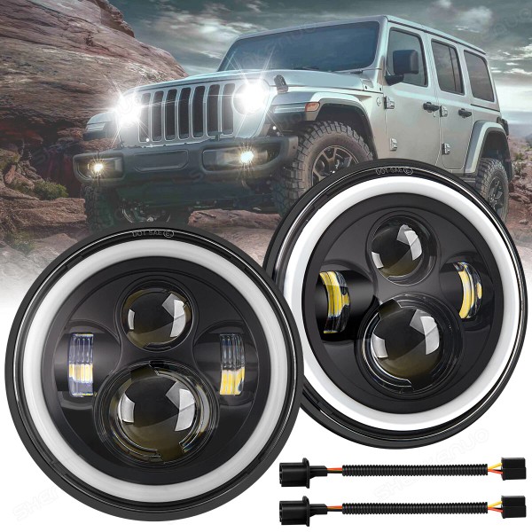 SHENKENUO For Jeep Wrangler JK 2018 7'' Round LED Headlight