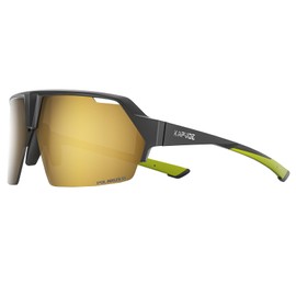 KAPVOE Polarized Cycling Sunglasses Sports Glasses with 2 Interchangeable Lenses UV400 Protection Men Women Bicycle Goggles MTB BMX Fishing Running Riding Golf Driving Bike Softball Baseball 10