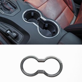 ZiWen Interior Trims Gear Shift Panel Center Console Cup Holder Cover Accessories for Ford Mustang 2024 2025 2026 (Carbon Fiber Print Cup Holder)