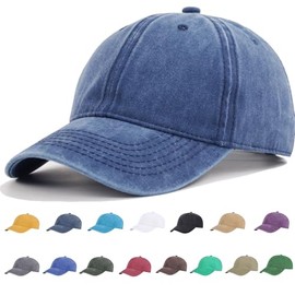 EEYON Gorras de béisbol de algodón lavado clásico ajustables, sin estructuras, suaves, en blanco, casuales, para hombres y mujeres, color azul marino, talla M, Navy, Medium-Large