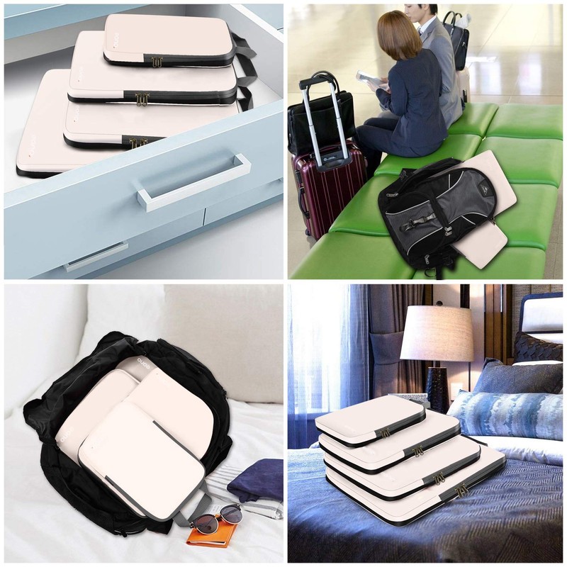 Eono Compression Packing Cubes, Luggage Organiser Set, Extensible Suitcase Organiser,