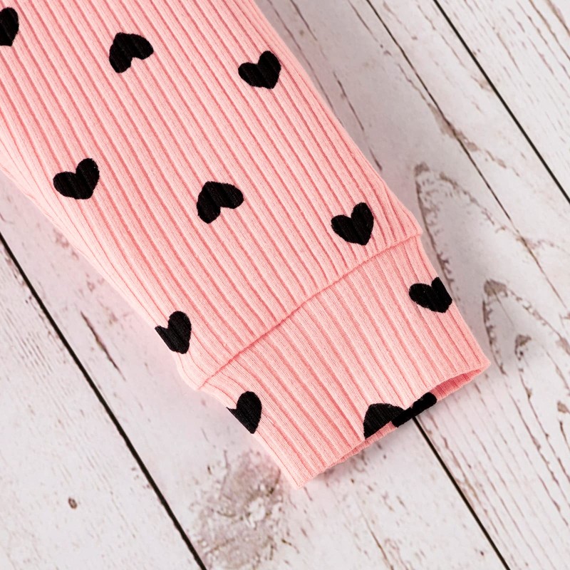 Newborn Baby Girl Clothes Love Hearts Ruffle Long Sleeve Bow