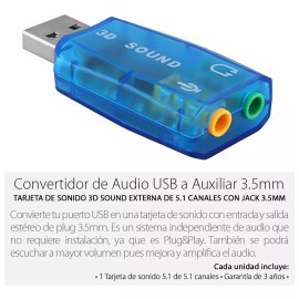 Mercader Digital Paquete De 10 Tarjeta De Sonido Usb 5.1 Canales Mayoreo