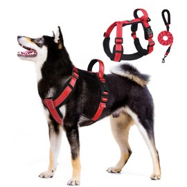 UNA MASCOTA Arnés para Perros Reflectante y Transpirable - Correa de Pecho Cómoda para Perros con Correa 1.5m (Rojo, XL)