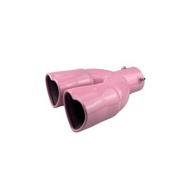 idain 2.5 inch Inlet Dual Exhaust Tips Muffler Tip,Chrome Heart-Shaped Exhaust Tip,Universal Bolt-On Double Tube Exhaust Muffler (Pink,Straight)
