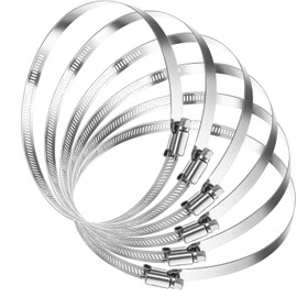 WZTWZ 6-inch Adjustable Pipe clamp 304 Stainless Steel Pipe clamp Adjustable Worm Gear 141mm-165mm Pipe clamp, Suitable for Gas Pipe, Dryer Exhaust Pipe, Fuel Pipe, Pipe, Automobile (6 per Pack)