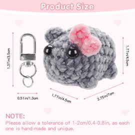 HOMQYTE Sad Hamster Meme Plush with Sound Cute Crochet Hamster Bow Keychain for Women Girls Birthday Christmas Gag Gift (Hamster Keychain with Music, 1P)