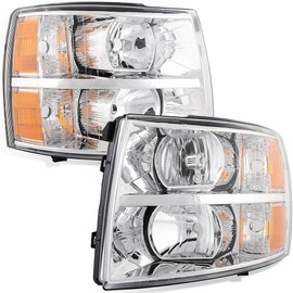 OCPTY Headlight Assembly Pair Replacement For 07-13 for Chevy Silverado 1500 07-14 for Chevy Silverado 2500 2500 HD 07-13 for Chevy Silverado 3500 07-14 for Chevy Silverado 3500 HD