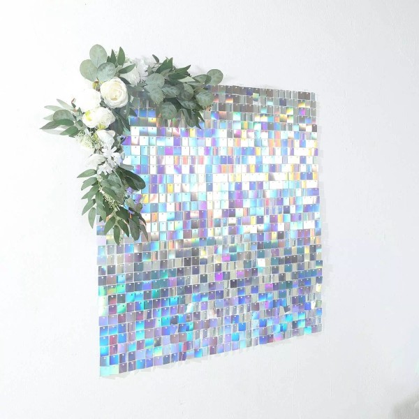 CraftsnFavors 24 IRIDEDESCENT BLUE Square Sequin Shimmer Wall Photo Backdrop