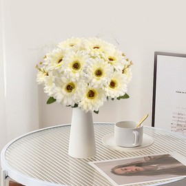 SNAIL GARDEN 14 Heads Artificial Gerbera Daisies, 2 Bouquets Silk Daisy Flowers Artificial with Leaves & Seedling Shoots, Artificial Wild Flowers for Wedding, Party, Home Indoor Outdoor Decor