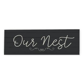 Our Nest Rustic Plank Farmhouse Style Wood Wall Decor Sign 6x18