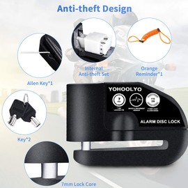 Yohoolyo Alarm Disc Lock Motorcycle Disc Brake Lock Anti-theft Waterpr