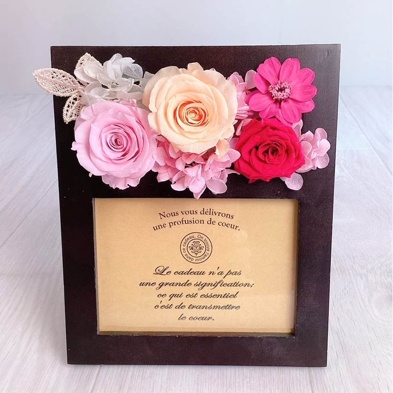 Takaoka Hanakin Preserved Flower Wood Box Photo Frame Luxury Preserved