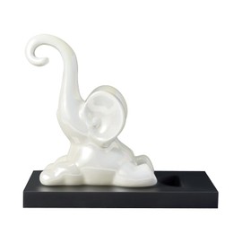 BloomCreek White Ceramic Elephant, Elephant Tabletop Wine Rack with Wooden Base, Cute Elephant Home Decor, Elephant Gift, Wine Wine Lovers Housewarming Gift