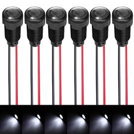 Gebildet Pack of 6 White LED Indicators, Indicator Light, AC/DC 12-24 V, Mounting Hole Size 10 mm (Flame Retardant Plastic Shell)