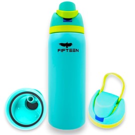 32oz Insulated Stainless Steel Water Bottle – Leakproof & BPA-Free, Flip Straw & Handle Lid, Double Wall Vacuum Flask for Hot & Cold Drinks – Ideal for Gym, Travel, Office (Azure)