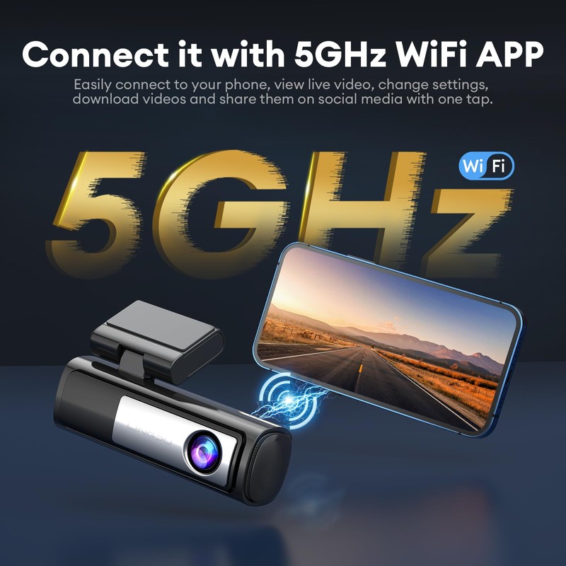 LINGDU Dash Cam 5K with Voice Control, 5G WiFi APP