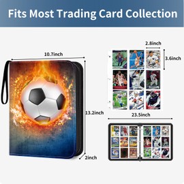 HESTECH 900 Pockets Soccer Card Binder, Trading Card Binder 9 Pocket with 50 Removable Sleeves for Football Baseball or Game Sports Trading Cards, 3 Ring Card Holder Binder, Collector Storage Album