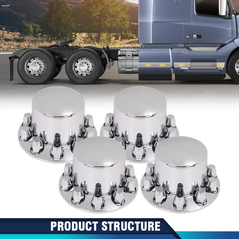 PIT66 Chrome Rear Wheel Axle Hub Cover Kit Semi ABS