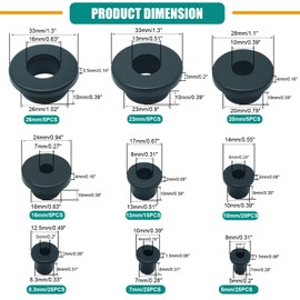 130PCS Silicone Rubber Grommets for Wiring, Black Top Hat Rubber Grommet Assortment Kit, 9 Sizes Round Hole Rubber Wire Grommets for Automotive, Vinyl Tubing in Hydroponic and Irrigation Systems