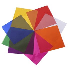 Coloured plastic sheets,coloured acetate sheets,coloured cellophane sheets,160 sheets of colored mixed-purpose cellophane paper, 15.5x15.5cm & 19x19cm - 8-color gift packaging acetate paper set (131g)