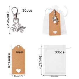 milaosk Pack of 30 guardian angel key rings, lucky charm, guardian angel pendant, guest gifts, guardian angel with organza bag, kraft paper for wedding favours, christening, gift for communion