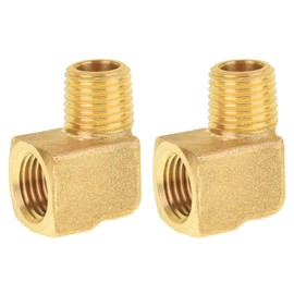 SUNGATOR 90 Degree Barstock Street Elbow, Brass Pipe Fitting, 1/4" NPT Male Pipe x 1/4" NPT Female Pipe, Pneumatic Fitting (2-Pack)